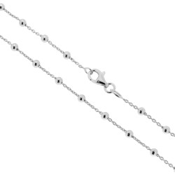 CATENA FORZATINA 035 SEZIONE MM 1.2 ALTERNATA A PALLINE LISCE MM 3 LUNGHEZZA CM 80 IN ARGENTO 925 GALVANICA RODIO