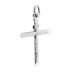 CIONDOLO CROCE LATINA IN ARGENTO 925 GALVANICA RODIO