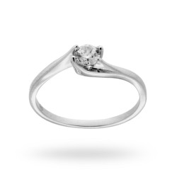 ANELLO SOLITARIO A GRIFFE CONTRARIER CON ZIRCONE BIANCO MM 4 IN ARGENTO 925 RODIATO