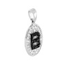 CIONDOLO OVALE LETTERA INIZIALE NOME 12 X 15 MM CON ZIRCONI BIANCHI E NERI IN ARGENTO 925 GALVANICA RODIO