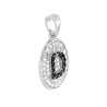 CIONDOLO OVALE LETTERA INIZIALE NOME 12 X 15 MM CON ZIRCONI BIANCHI E NERI IN ARGENTO 925 GALVANICA RODIO