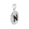CIONDOLO OVALE LETTERA INIZIALE NOME 12 X 15 MM CON ZIRCONI BIANCHI E NERI IN ARGENTO 925 GALVANICA RODIO