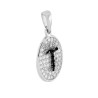 CIONDOLO OVALE LETTERA INIZIALE NOME 12 X 15 MM CON ZIRCONI BIANCHI E NERI IN ARGENTO 925 GALVANICA RODIO