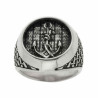 ANELLO CHEVALIER TONDO CON ANCORA MICROFUSA IN ARGENTO 925 GALVANICA RODIO BRUNITO
