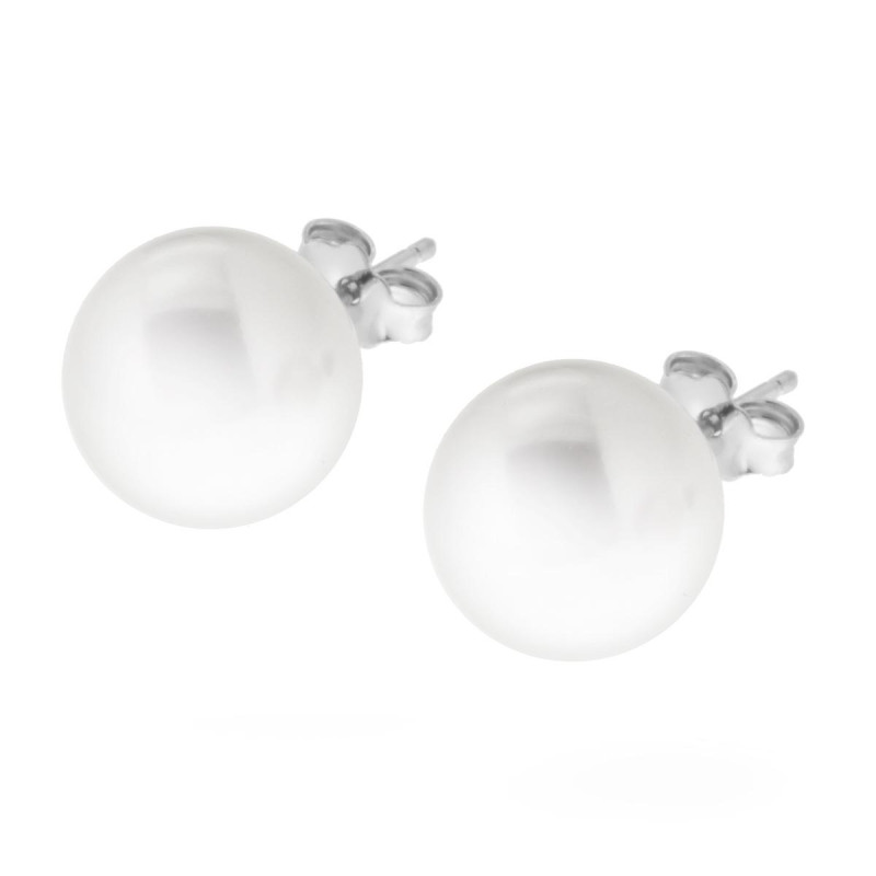 ORECCHINI PERLA PARIGI MM 12 COLORE BIANCO IN ARGENTO 925 GALVANICA RODIO