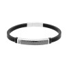 BRACCIALE IN PVC CAUCCIU NERO CON ACCESSORIO TARGA CON EFFETTO FIBRA DI CARBONIO E CRYSTAL NERI IN ACCIAIO