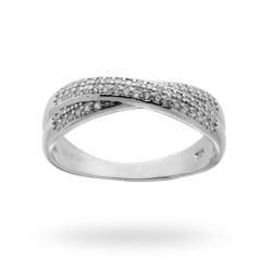 ANELLO FASCIA INCROCIATA CON ZIRCONI IN ARGENTO 925 RODIATO