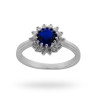 ANELLO SOLITARIO CON ZIRCONE TONDO COLORE ZAFFIRO E ZIRCONI IN ARGENTO 925