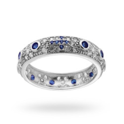 ANELLO ROSARIO CON ZIRCONI ZAFFIRO IN ARGENTO 925