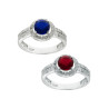 ANELLO SOLITARIO CON ZIRCONE TONDO COLORE RUBINO E ZIRCONI IN ARGENTO 925 GALVANICA RODIO