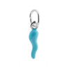 CIONDOLO PORTAFORTUNA CORNO SMALTATO AZZURRO IN ARGENTO 925