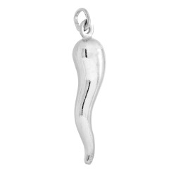 CIONDOLO PORTAFORTUNA CORNO MM 42 IN ARGENTO 925 GALVANICA RODIO