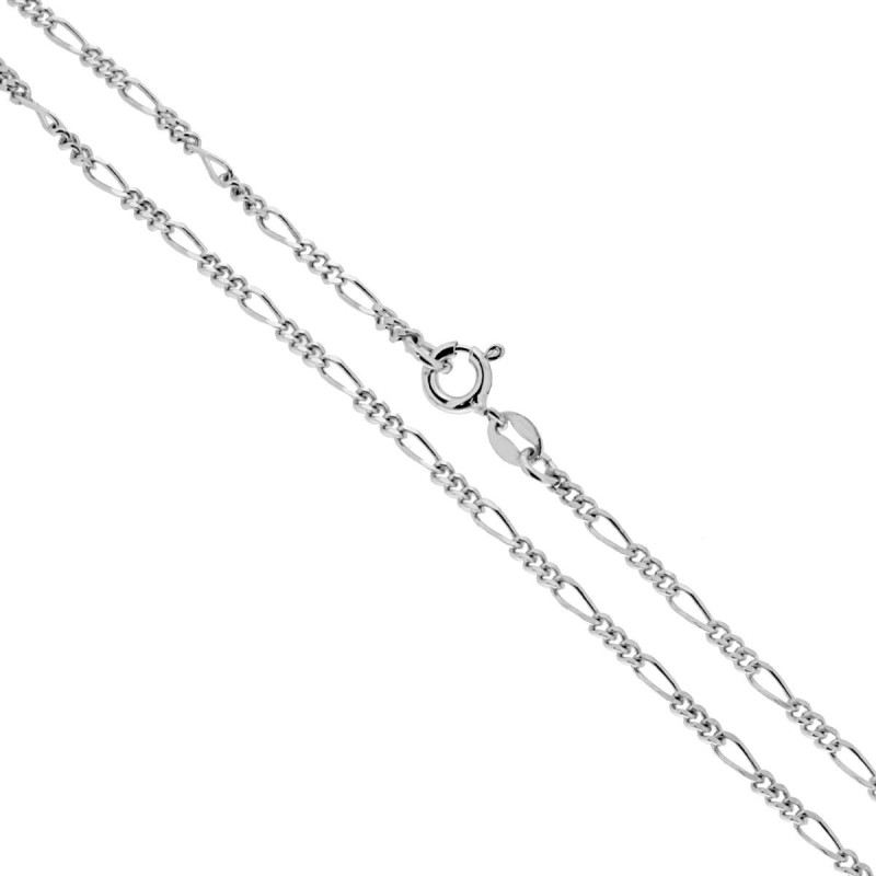 CATENA FIGARO 060 SEZIONE MM 2.2 LUNGHEZZA CM 60 IN ARGENTO 925 GALVANICA RODIO