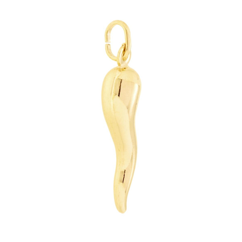 CIONDOLO PORTAFORTUNA CORNO MM 34 IN ARGENTO 925 GALVANICA ORO