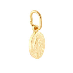 CIONDOLO MEDAGLIA OVALE CON MADONNA MIRACOLOSA MM 14 IN ARGENTO 925 GALVANICA ORO