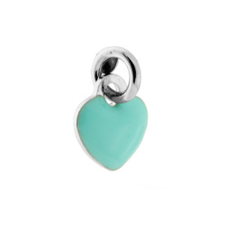CIONDOLO A FORMA DI CUORE CON SMALTO VERDE ACQUA IN ARGENTO 925 GALVANICA RODIO