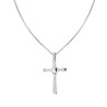 COLLANA CATENA VENEZIANA TONDA CON CROCE CON PENDENTE E CRYSTAL BIANCHI IN ACCIAIO