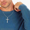 COLLANA CATENA VENEZIANA TONDA CON CROCE CON PENDENTE E CRYSTAL BIANCHI IN ACCIAIO