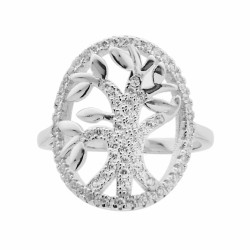 ANELLO CON ALBERO DELLA VITA E ZIRCONI IN ARGENTO 925 GALVANICA RODIO
