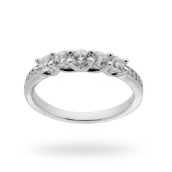 ANELLO VERETTA CON CINQUE ZIRCONI BIANCHI MM 3 IN ARGENTO 925 RODIATO