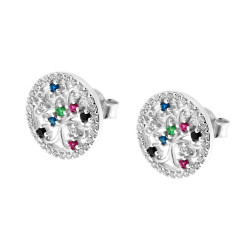 ORECCHINI CON ALBERO DELLA VITA E ZIRCONI IN ARGENTO 925 GALVANICA RODIO