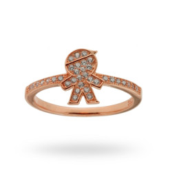 ANELLO CON BIMBO E ZIRCONI IN ARGENTO 925 RODIATO COLOR ROSATO