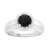 ANELLO SOLITARIO CON CUBIC ZIRCONIA TONDO NERO IN ARGENTO 925 GALVANICA RODIO