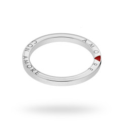 ANELLO FEDINA DI FIDANZAMENTO LUI E LEI CON AMORE E CUORE ROSSO IN ARGENTO 925 GALVANICA RODIO