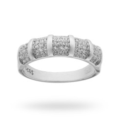 ANELLO FASCIA CON ZIRCONI BIANCHI IN ARGENTO 925 GALVANICA RODIO