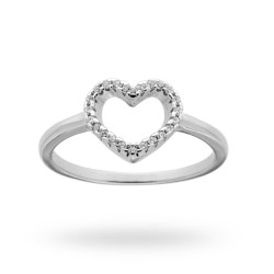 ANELLO CON CUORE E ZIRCONI BIANCHI IN ARGENTO 925 RODIATO