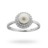 ANELLO CON PERLA BIANCA E ZIRCONI BIANCHI IN ARGENTO 925 RODIATO