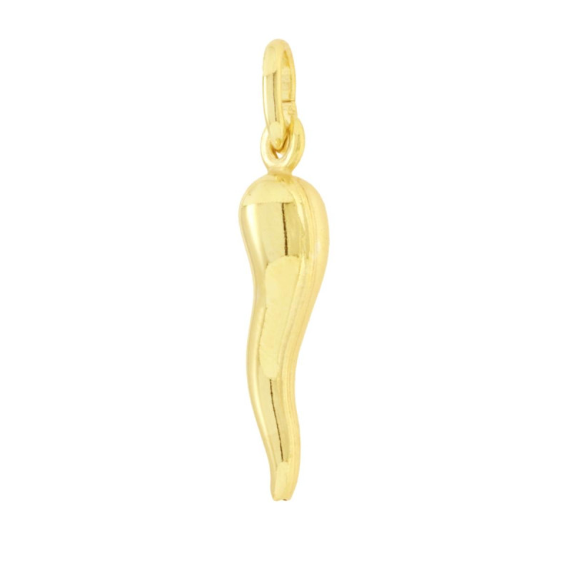 CIONDOLO PORTAFORTUNA CORNO MM 26 IN ARGENTO 925 GALVANICA ORO