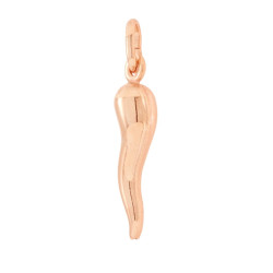CIONDOLO PORTAFORTUNA CORNO MM 26 IN ARGENTO 925 GALVANICA ROSA