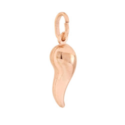 CIONDOLO PORTAFORTUNA CORNO MM 21 IN ARGENTO 925 GALVANICA ROSA