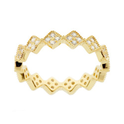 ANELLO ETERNITY VERETTA A ROMBI CON ZIRCONI BIANCHI MM 4.3 IN ARGENTO 925 GALVANICA ORO