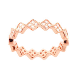 ANELLO ETERNITY VERETTA A ROMBI CON ZIRCONI BIANCHI MM 4.3 IN ARGENTO 925 GALVANICA ROSA