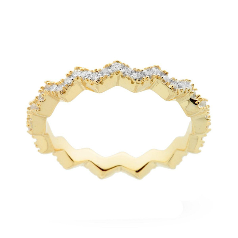 ANELLO ETERNITY VERETTA A ZIG ZAG CON ZIRCONI BIANCHI MM 3 IN ARGENTO 925 GALVANICA ORO