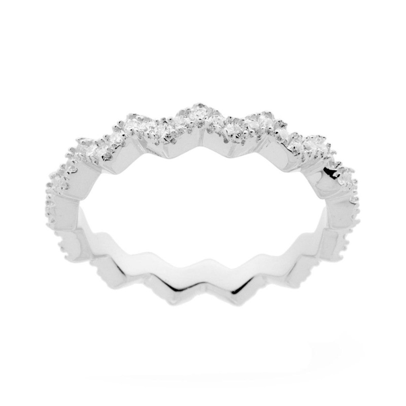 ANELLO ETERNITY VERETTA A ZIG ZAG CON ZIRCONI BIANCHI MM 3 IN ARGENTO 925 GALVANICA RODIO