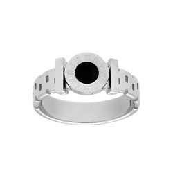 ANELLO FASCETTA CON TONDO NERO E NUMERI ROMANI IN ACCIAIO