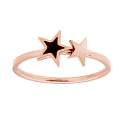 ANELLO CON STELLE GALVANICA ROSA IN ACCIAIO