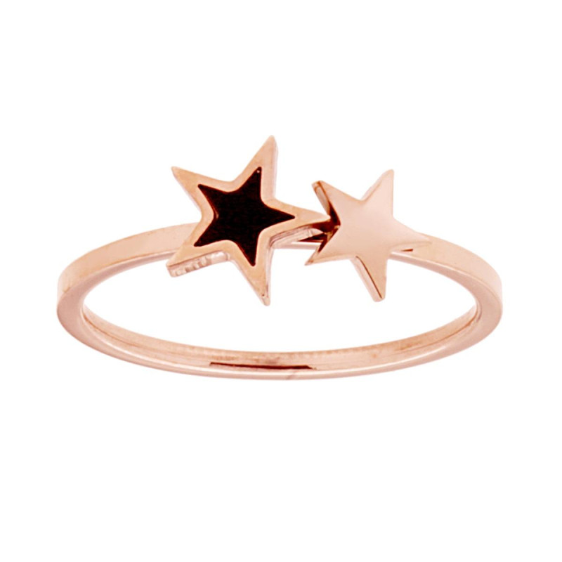 ANELLO CON STELLE GALVANICA ROSA IN ACCIAIO