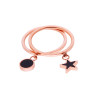 ANELLO DOPPIA FEDINA CON STELLA E TONDO PENDENTI GALVANICA ROSA IN ACCIAIO
