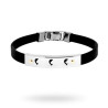 BRACCIALE IN PVC NERO E TARGA CON DELFINI E PUNTI ORO IN ACCIAIO