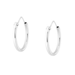 ORECCHINI A CERCHIO LISCIO MM 20 CON CANNA MM 2.2 IN ARGENTO 925 GALVANICA RODIO