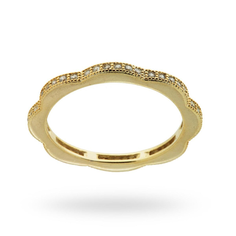 ANELLO ETERNITY VERETTA A FIORE CON ZIRCONI BIANCHI MM 1.8 IN ARGENTO 925 RODIATO COLORE ORO