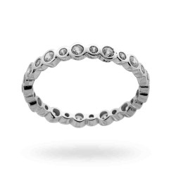 ANELLO ETERNITY VERETTA A CIPOLLINA CON ZIRCONI BIANCHI MM 3 IN ARGENTO 925 RODIATO