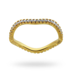 ANELLO ETERNITY VERETTA A ONDA CON ZIRCONI BIANCHI MM 1.8 IN ARGENTO 925 RODIATO COLORE ORO