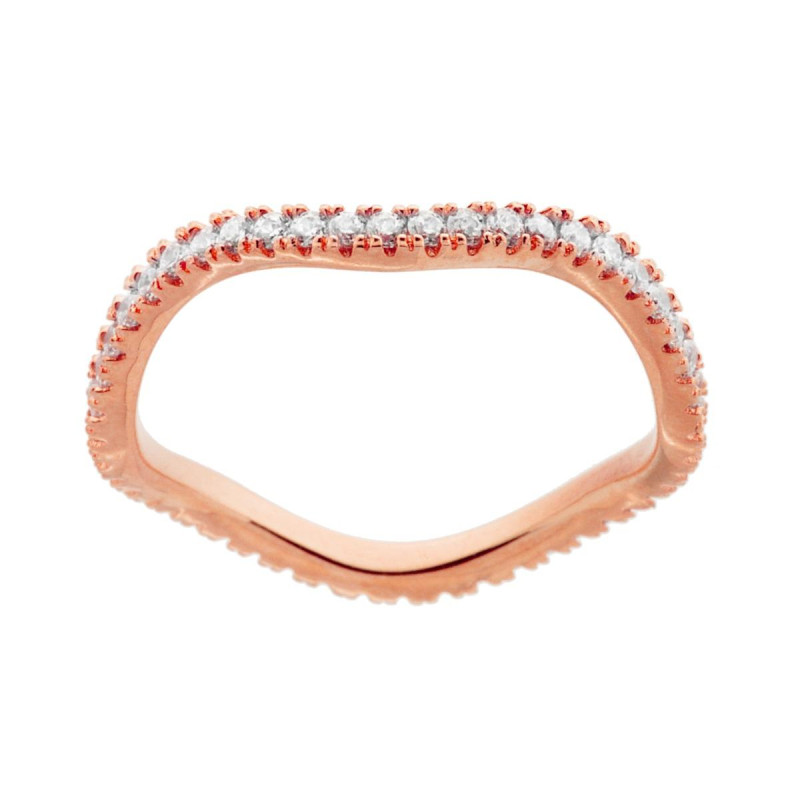 ANELLO ETERNITY VERETTA A ONDA CON ZIRCONI BIANCHI MM 1.8 IN ARGENTO 925 GALVANICA ROSA