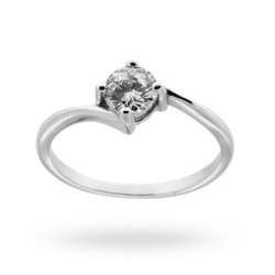 ANELLO SOLITARIO A GRIFFE CON ZIRCONE BIANCO MM 5 IN ARGENTO 925 RODIATO