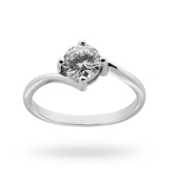 ANELLO SOLITARIO A GRIFFE CON ZIRCONE BIANCO MM 6 IN ARGENTO 925 RODIATO